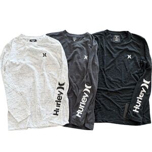 Hurley Boys size M Long Sleeve Tees - Black, Gray, White marled BNWT